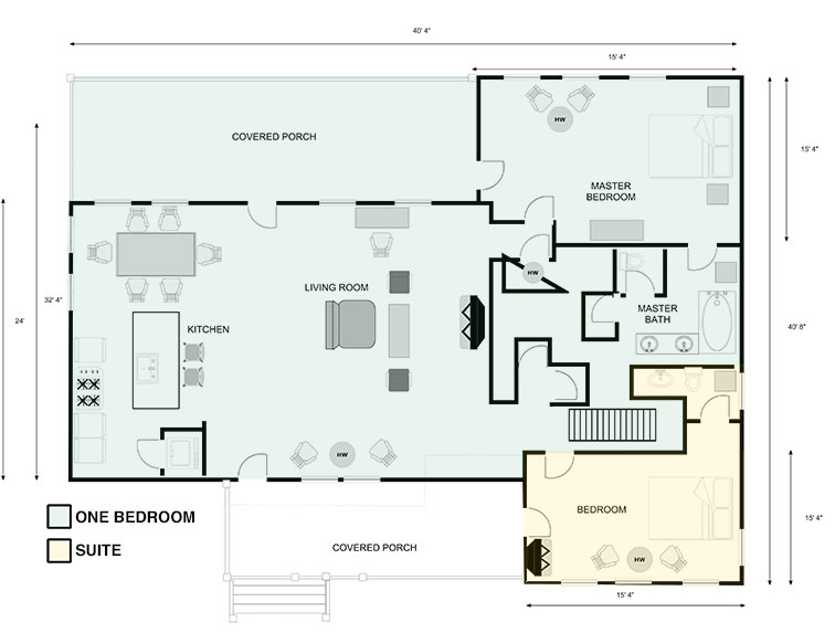Floor Plan for Suites & 1 Bedroom